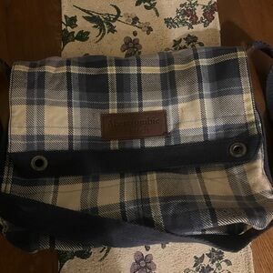Vintage Abercrombie & Fitch Plaid Messenger Bag - Blue&Cream Y2K 2000’s unisex